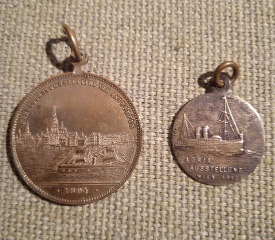 Медаль жетон выставка в Антверпене и Вене