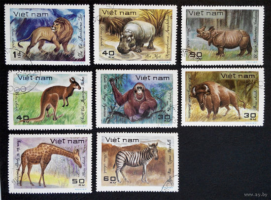 Вьетнам 1981 г. Дикие животные. Фауна, полная серия из 8 марок #0236-Ф1P54