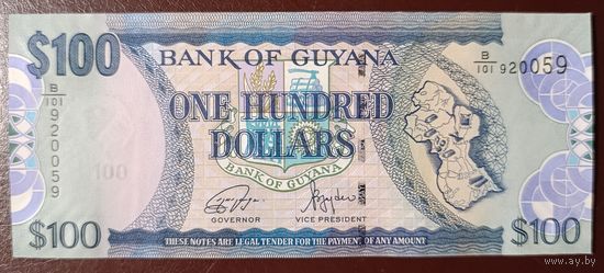 100 долларов 2022 года - Гайана - UNC
