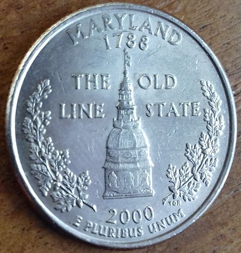 США 25 центов (квотер) 2000 г. P.  Мэриленд