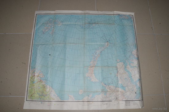 Полимаршрутная  полётная  карта Мурманск,Диксон. Невероятно  редкая  для  наших  мест.1974 ГОДА!