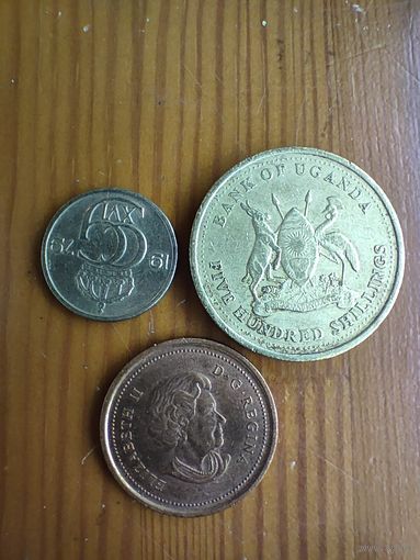 Уганда 500 шилингов 2008, Канада 1 цент 2004, Швеция 10 оре 1979-45