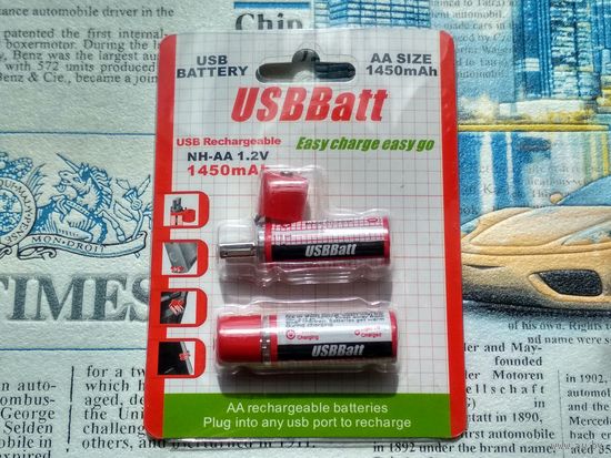 Новые аккумуляторные батареи "USBBatt" в блистере, тип АА