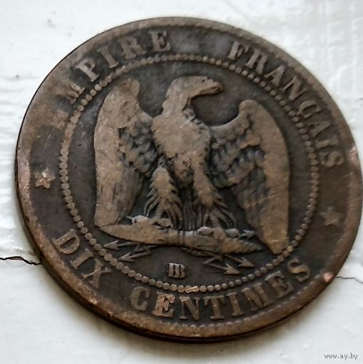 Франция 10 сантимов, 1865 BB - Страсбург 2-5-3