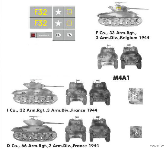 Декали для модели танка - высота надписи F32 - 8 мм (1/35)
