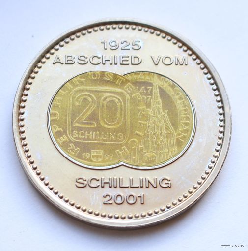Австрия, медаль 2001 год, "монеты Австрии 1925-2001, Цветные" - 40мм