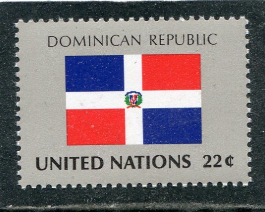 США. ООН Нью Йорк. Флаг Домениканской республики