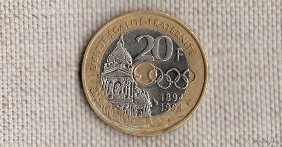 Франция 20 франков 1994 Триметалл Кубертен Олимпийский Комитет /(JL)