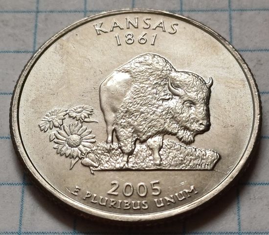 США 1/4 доллара, 2005 Квотер штата Канзас     P     ( 2-4-6 )