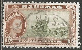 Багамы. Королева Елизавета II. Земледелие. 1954г. Mi#164.