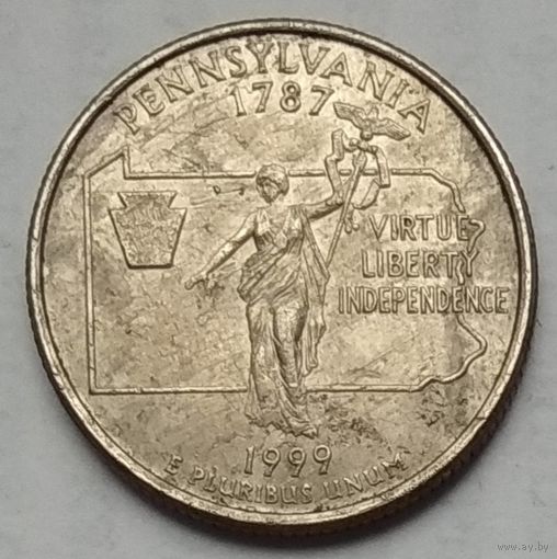 США 25 центов (квотер) 1999 г. D. Штат Пенсильвания