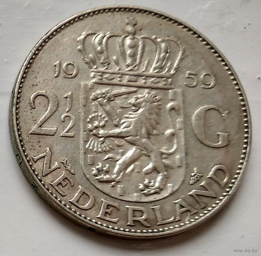 Нидерланды 2,5 гульдена, 1959 1-6-3