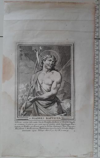 Старинная гравюра. S.Ioannes Baptista. Авт. Karl Pfeiffersberg. Нюрнберг. Германия. 1725 г.