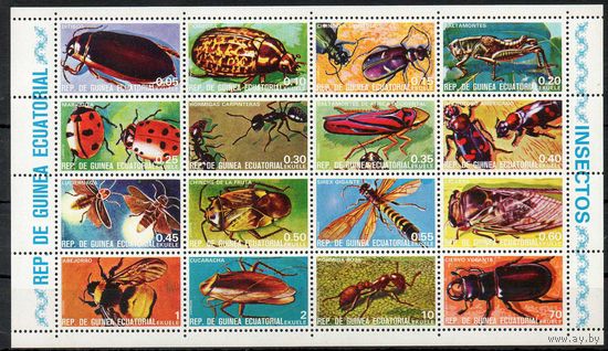 Насекомые Экваториальная Гвинея 1978 год серия из 16 марок в малом листе (М)