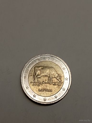 2 евро 2016 Латвия (Латвийская бурая корова) сталь 1