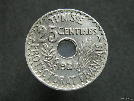 Тунис 25 сантимов 1920 ТОРГ уместен  (303) распродажа коллекции