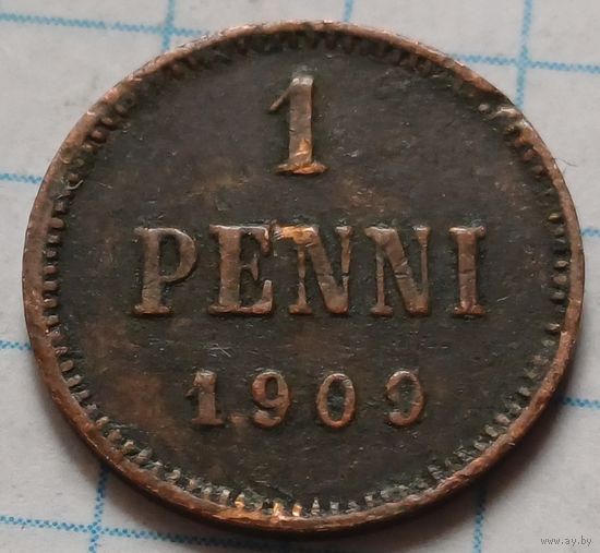 Финляндия 1 пенни, 1909      ( 2-1-7 )