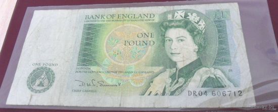 1 фунт стерлингов Англии 1982 г.в. Подпись: D. H. F. Somerset (1981-84). DR04 606712