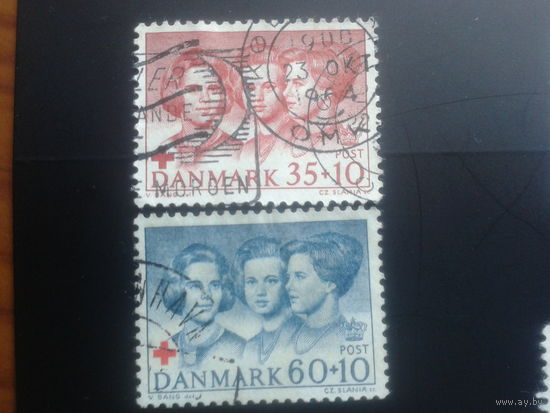 Дания 1964 Красный крест полная серия возле креста принцесса Маргарет, будущая королева