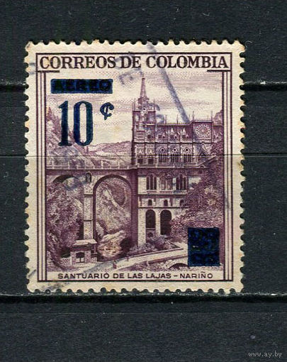 Колумбия - 1958/1959 - Надпечатка нового номинала 10С на 25С - [Mi.837] - 1 марка. Гашеная.  (Лот 57CM)