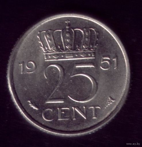 25 центов 1951 год Нидерланды