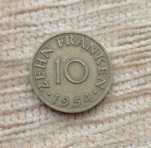 Werty71 Германия Саар Саарленд 10 франков 1954