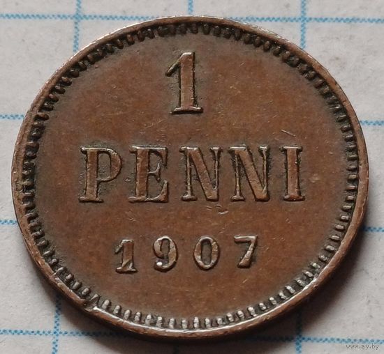 Финляндия 1 пенни, 1907      ( 2-1-8 )