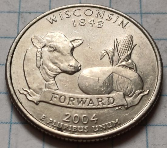 США 1/4 доллара, 2004 Квотер штата Висконсин     P     ( 2-4-7 )