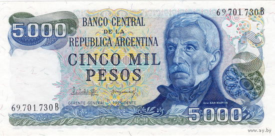 Аргентина, 5 тыс. песо обр. 1976-83 г. г., UNC