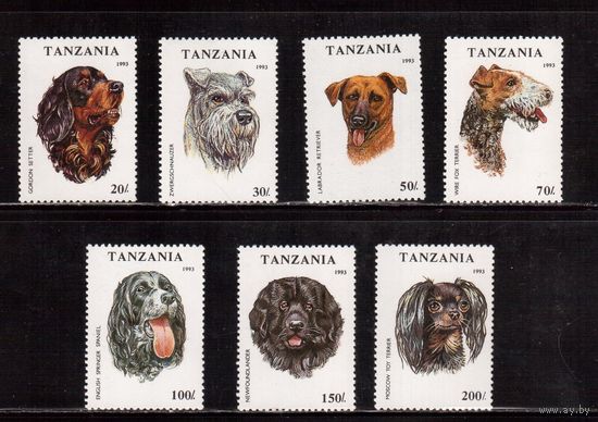 Танзания-1993(Мих.1599-1605)  ** , Фауна, Собаки, (полная серия)