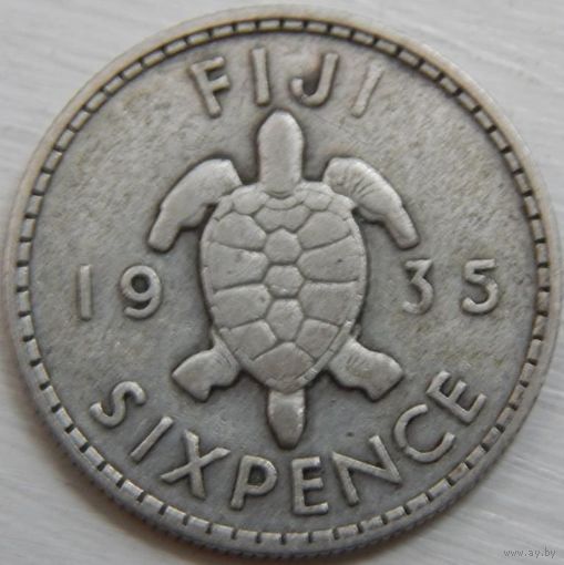 12. Фиджи 6 пенсов 1935 год, серебро