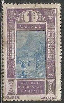 Французская Гвинея. Горный ландшафт. 1913г. Mi#63. Сине-фиолетовая.