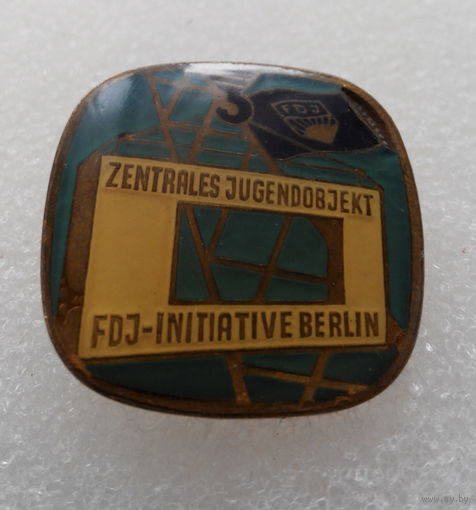 Знак. FDJ  -Initiative Berlin. Freie Deutsche Jugend, FDJ, Союз свободной немецкой молодёжи #0163