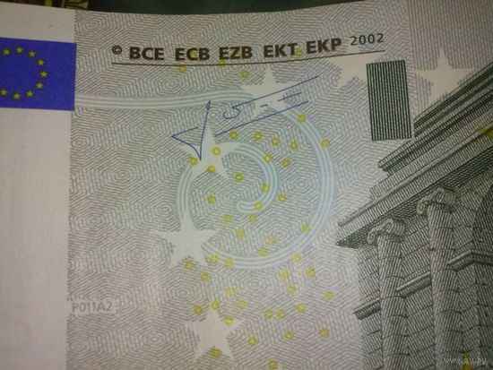 Европейский Союз. 5 евро (образца 2002 года), подпись Жана-Клода Трише