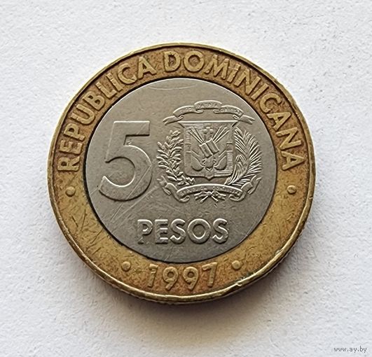 Доминикана 5 песо, 1997 50 лет Центробанку