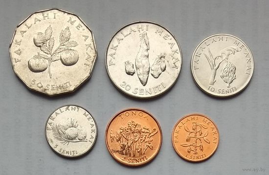 Тонга 1, 2, 5, 10, 20, 50 сенти 1981 - 2002 - 2005 гг. Комплект 6 монет