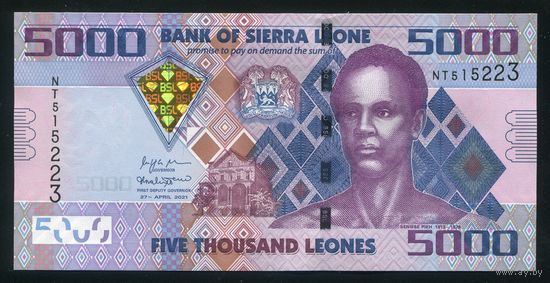 Сьерра Леоне 5000 леоне 2021 г. P32f. Серия NT. UNC