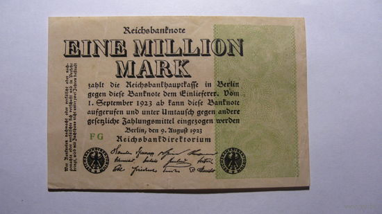 Германия Ro101а . 1 миллион марок 1923 г.