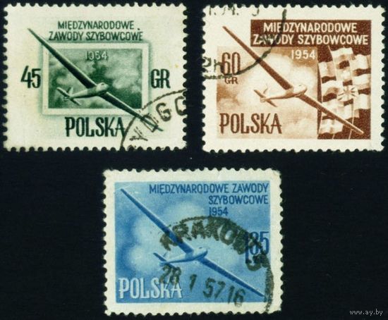 Международный чемпионат по планерному спорту Польша 1954 год 3 марки