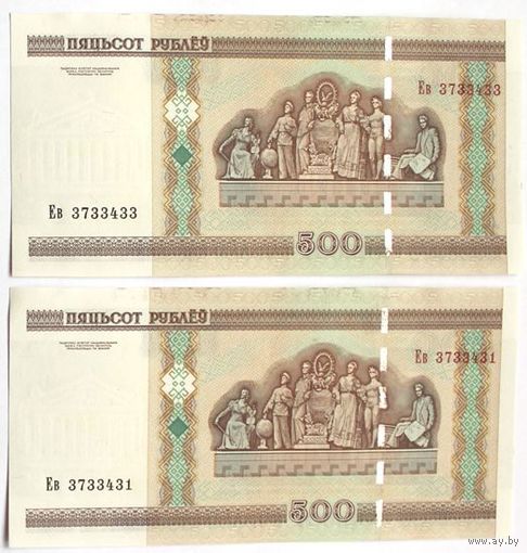 Беларусь, 500 рублей 2000 (UNC), серия Ев