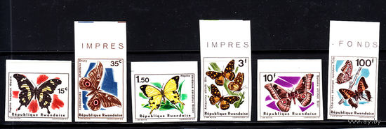 Фауна. Бабочки. Руанда. 1966. 6 марок (б/з). Полная серия. Michel N 147-152. (60,0 е)