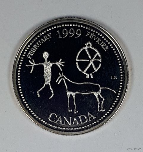 Канада 25 центов 1999 Миллениум - Февраль 1999, Запечатленные в камне