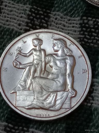 Швейцария 5 франков серебро 1948 конституции Швейцарии 100 лет