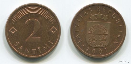 Латвия. 2 сантима (2007)
