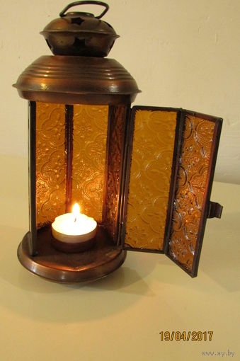Лампа интимный светильник под свечку  20 см латунь стекло