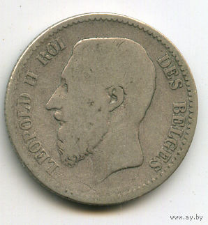 Бельгия 1 франк 1866 серебро