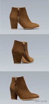 Zara замшевые коричневые ботинки, размер 35 (размер Zara 36)