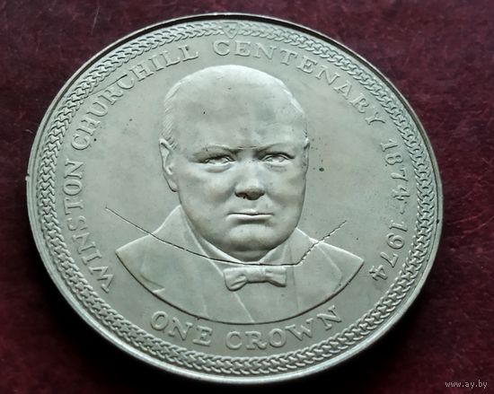 Остров Мэн 1 крона, 1974 100 лет со дня рождения Уинстона Черчилля