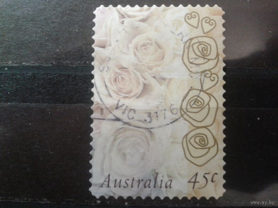 Австралия 1998 День всех влюбленных, желтые розы, самоклейка