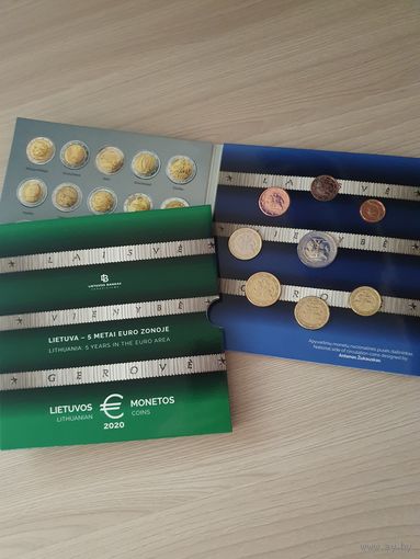 Литва 2020 официальный набор монет евро (8 монет, от 1 цента до 2 евро)